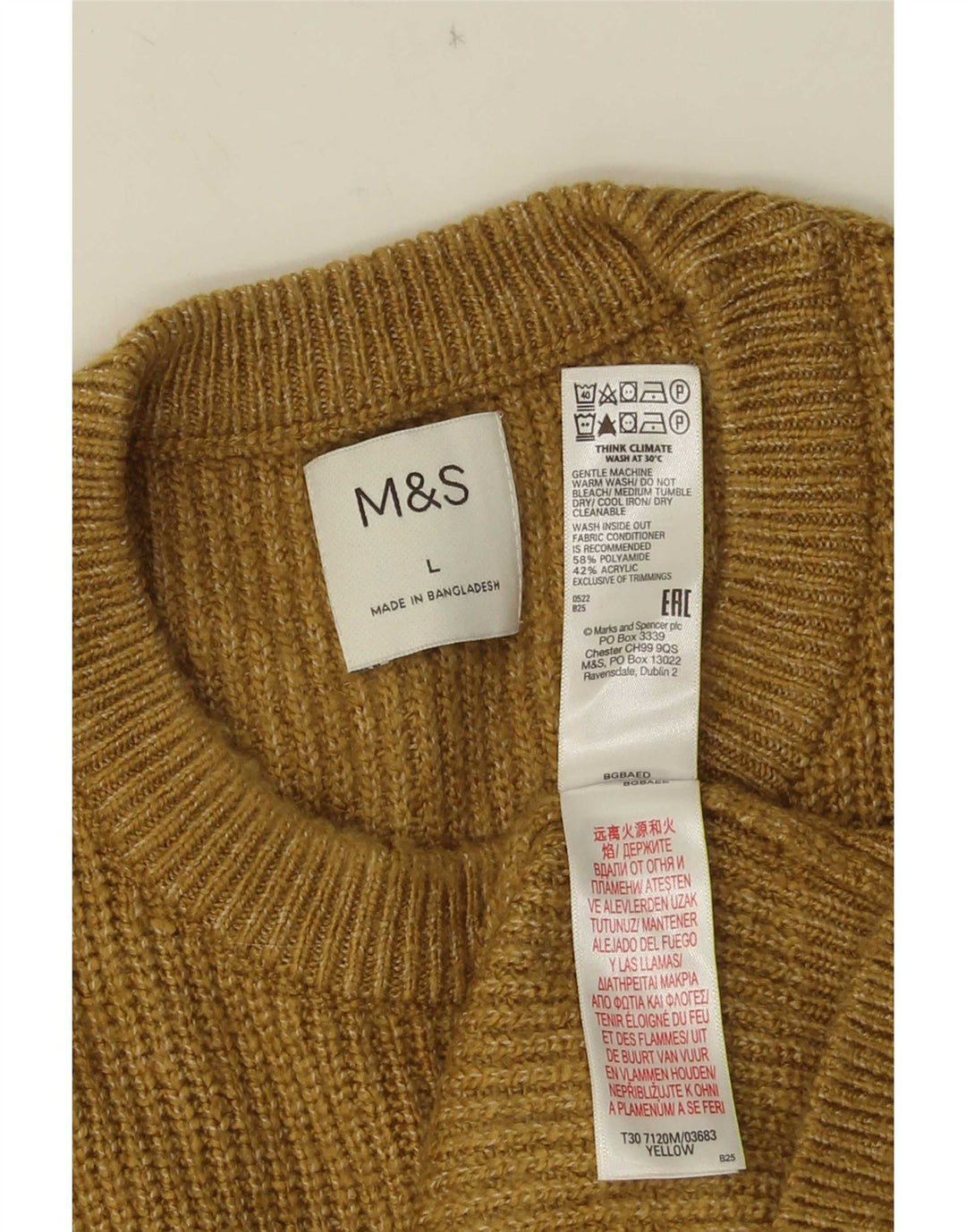 Marks & Spencer muški pulover s okruglim izrezom, veliki žuti poliamid
