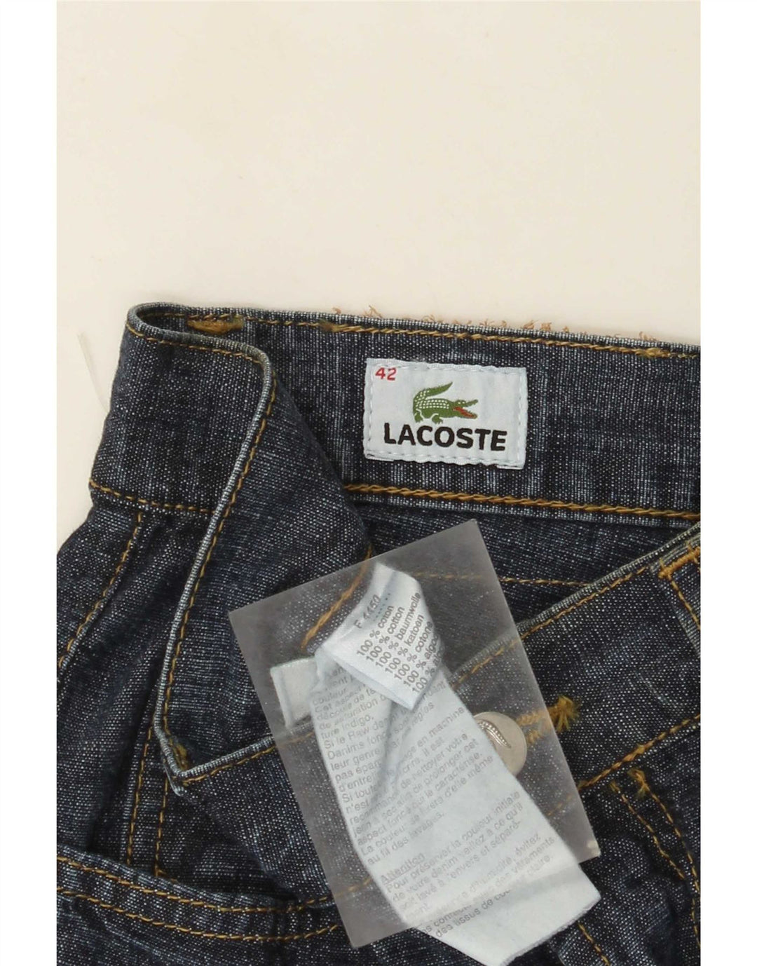 Lacoste muške ravne traperice, veličina 42 srednje W32 L28 tamnoplavi pamuk