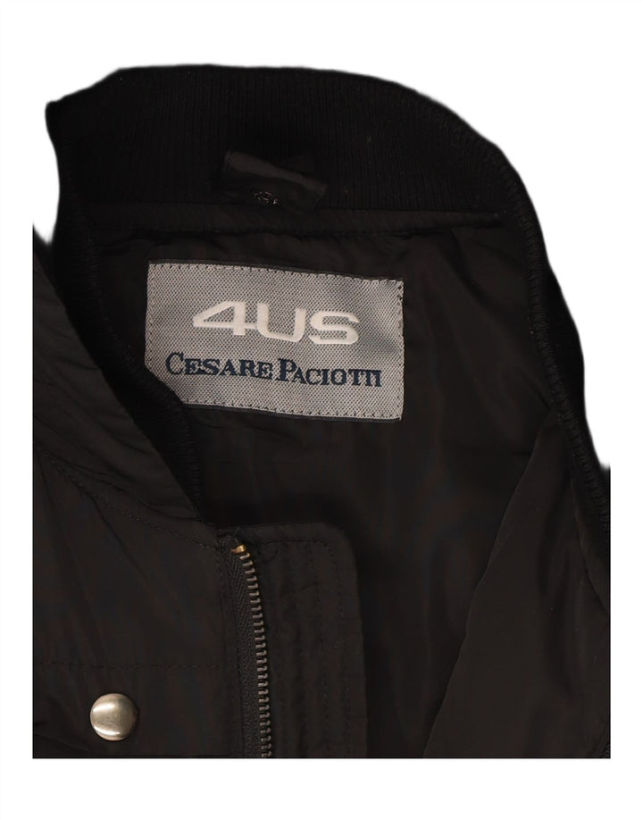 CESARE PACIOTTI 4US Womens Hooded Padded Jacket UK 12 Medium Black Vintage Cesare Paciotti 4US and Second-Hand Cesare Paciotti 4US from Messina Hembry 