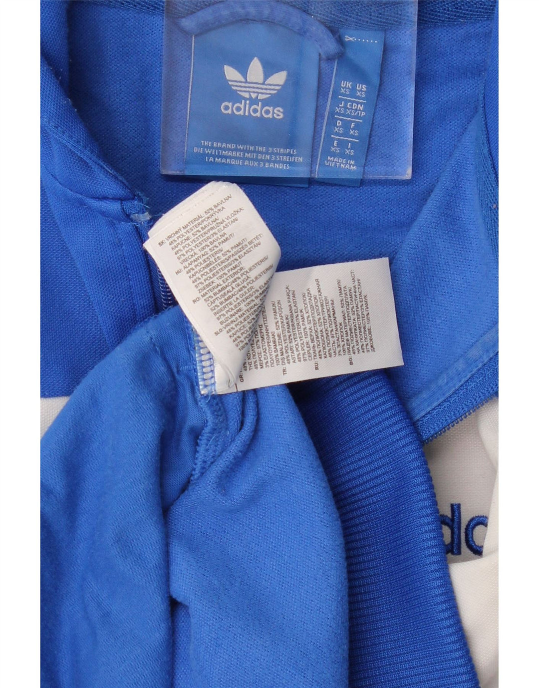 ADIDAS muški pulover s kapuljačom s patentnim zatvaračem XS, plavi pamuk u blokovima boja