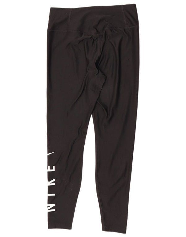 Nike Ženske Dri Fit Graphic Leggings UK 14 Srednje crni poliester