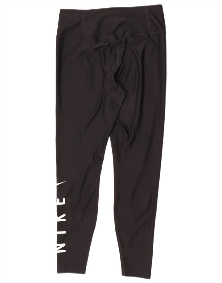 Nike Ženske Dri Fit Graphic Leggings UK 14 Srednje crni poliester