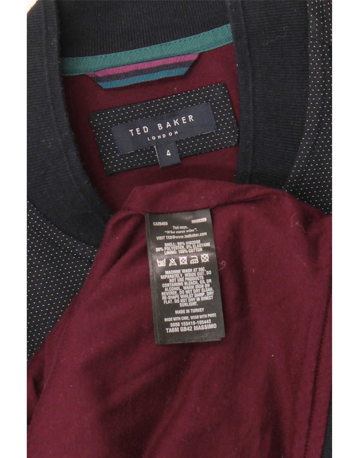 Ted Baker muška bomber jakna veličine 4, velika tamnoplava viskoza na točkice
