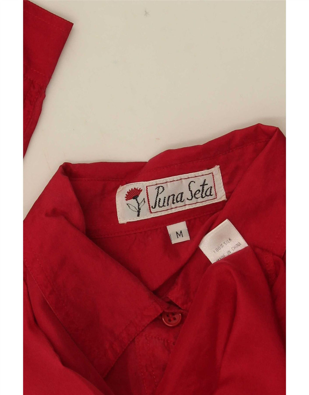 Vintage ženska košulja bluza UK 14 srednje crvena svila