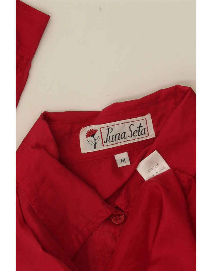 Vintage ženska košulja bluza UK 14 srednje crvena svila