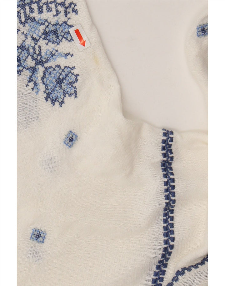 MONSOON gornji dio ženske bluze UK 16 Large Off White Floral Lan