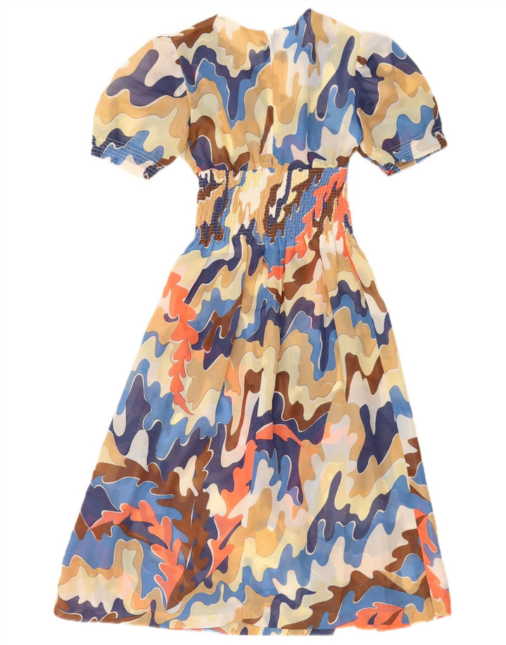 Vintage Womens Abstract Pattern Maxi Dress UK 8 Small Multicoloured