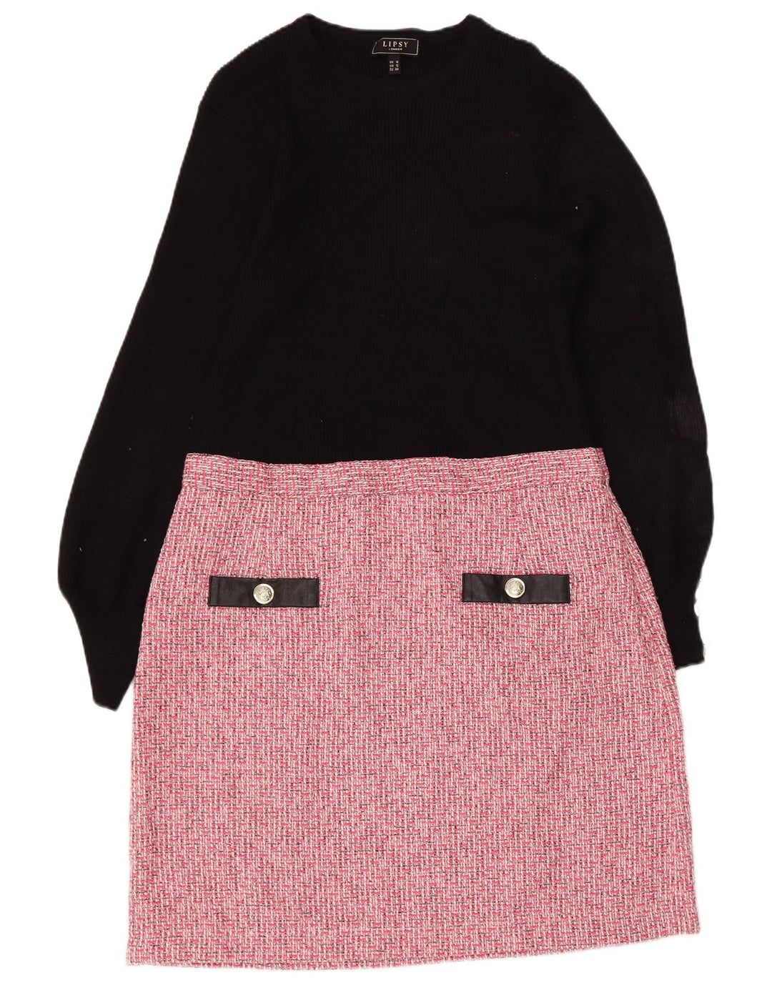 Lipsy ženska osnovna haljina dugih rukava UK 16 Large Pink Colourblock Rayon