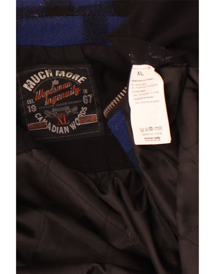 MNOGO VIŠE Muška bomber jakna UK 42 XL plava gingham vuna