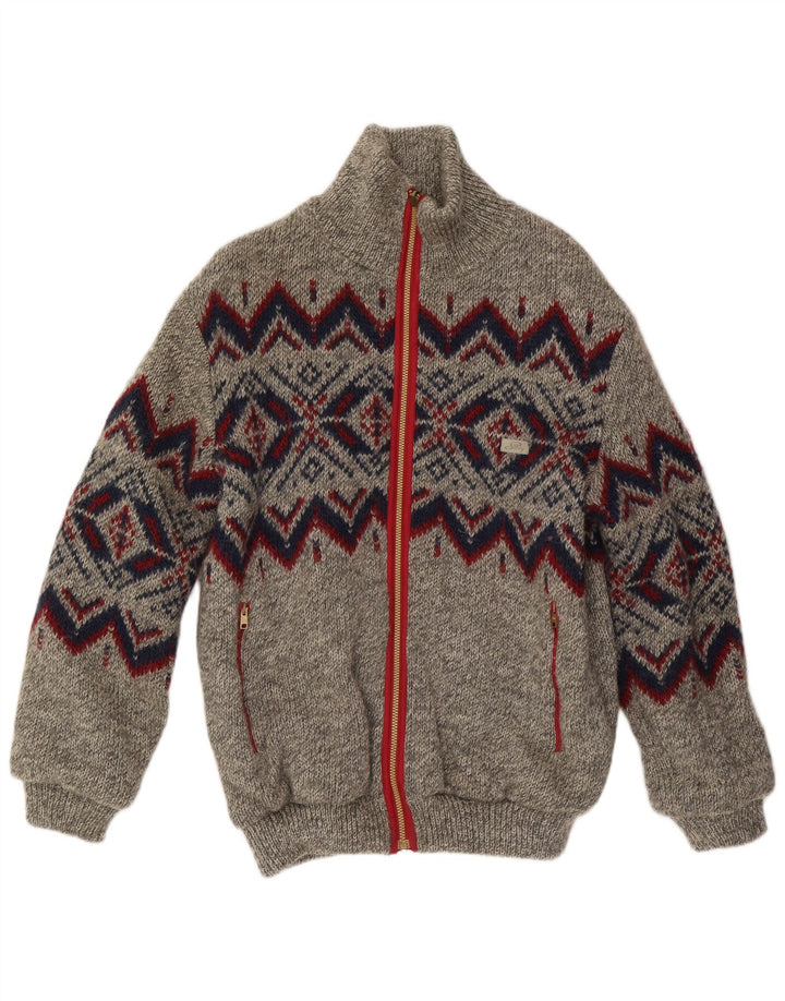 Silvy muška pletena jakna na dvije strane UK 40 Large Grey Geometric