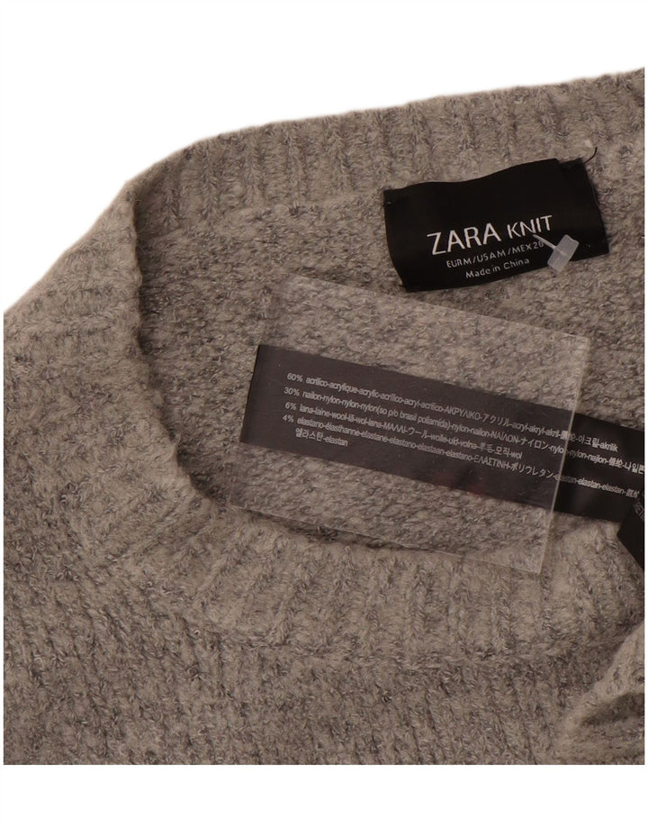 Zara ženski pulover s veznim izrezom UK 14 srednje sivi akril