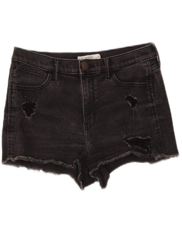 Abercrombie & Fitch Ženske kratke traper hlače s oštećenim izgledom UK 10 male W30 crne