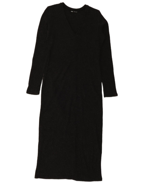 Zara Womens Long Sleeve Jumper Dress UK 10 Small Black