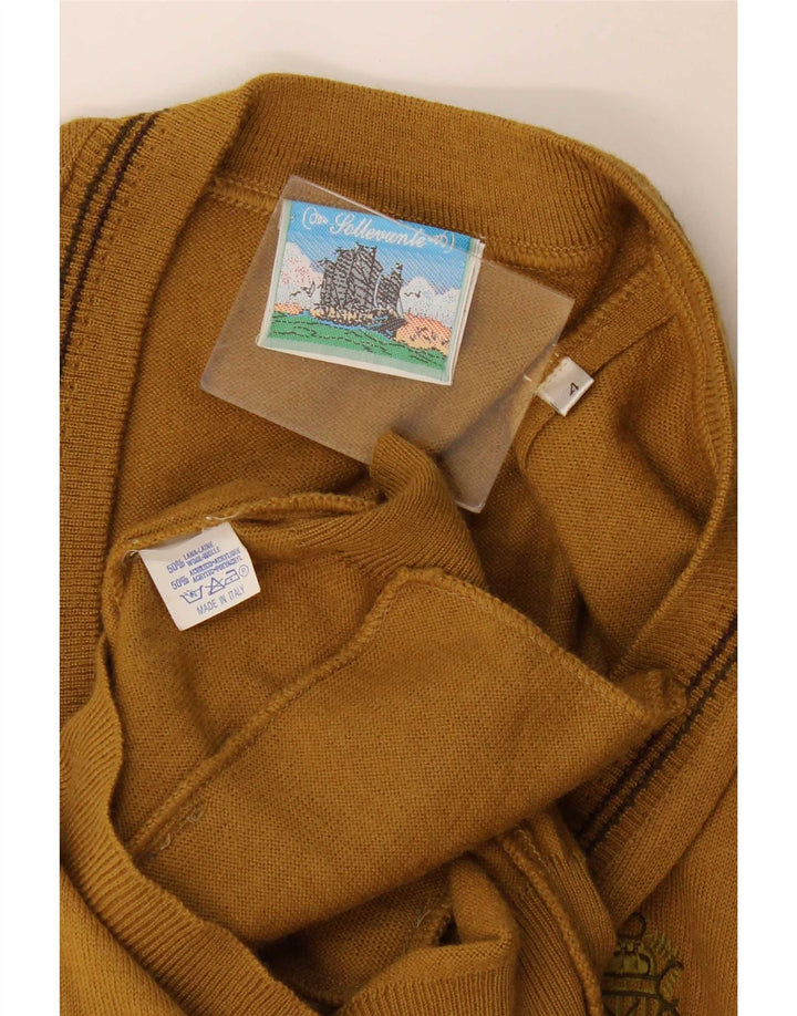 Vintage muški kardigan džemper bez rukava srednje veličine kaki vuna
