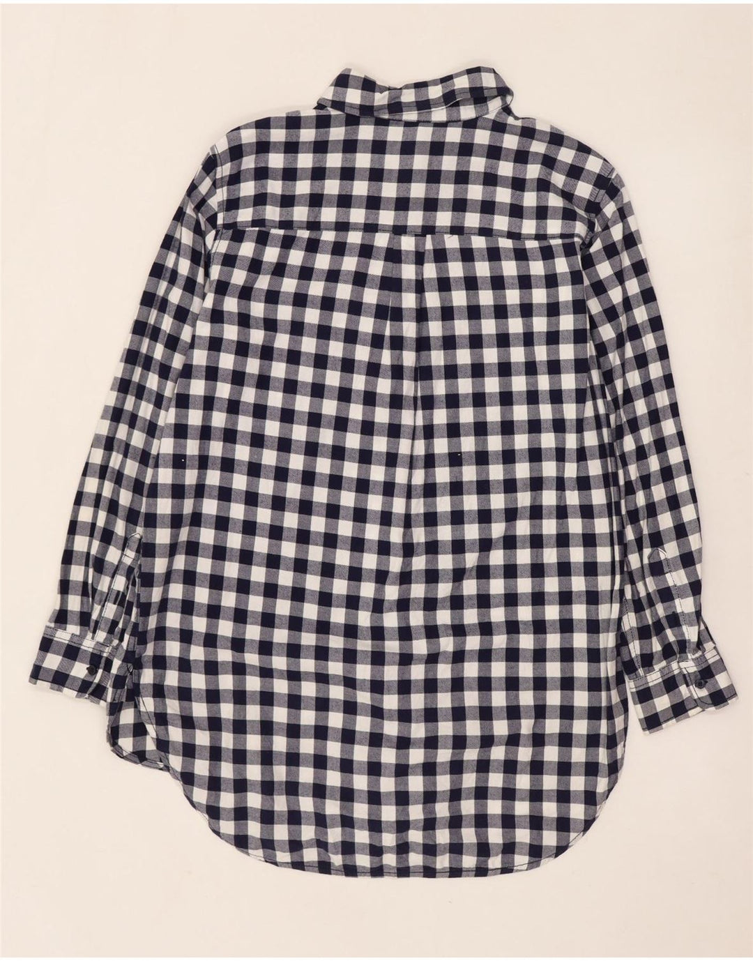 Benetton ženska majica od flanela s dugim vezom UK 10 Mala tamnoplava gingham majica