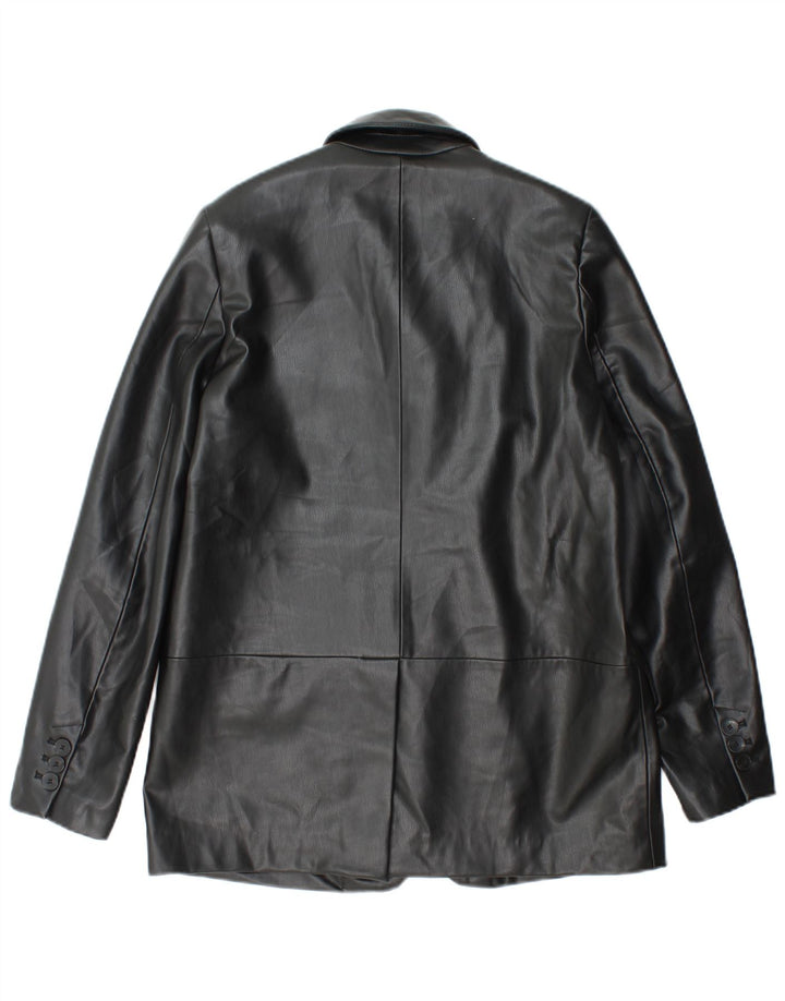 Zara ženska jakna od umjetne kože s jednim gumbom UK 6 XS crna polietilenska