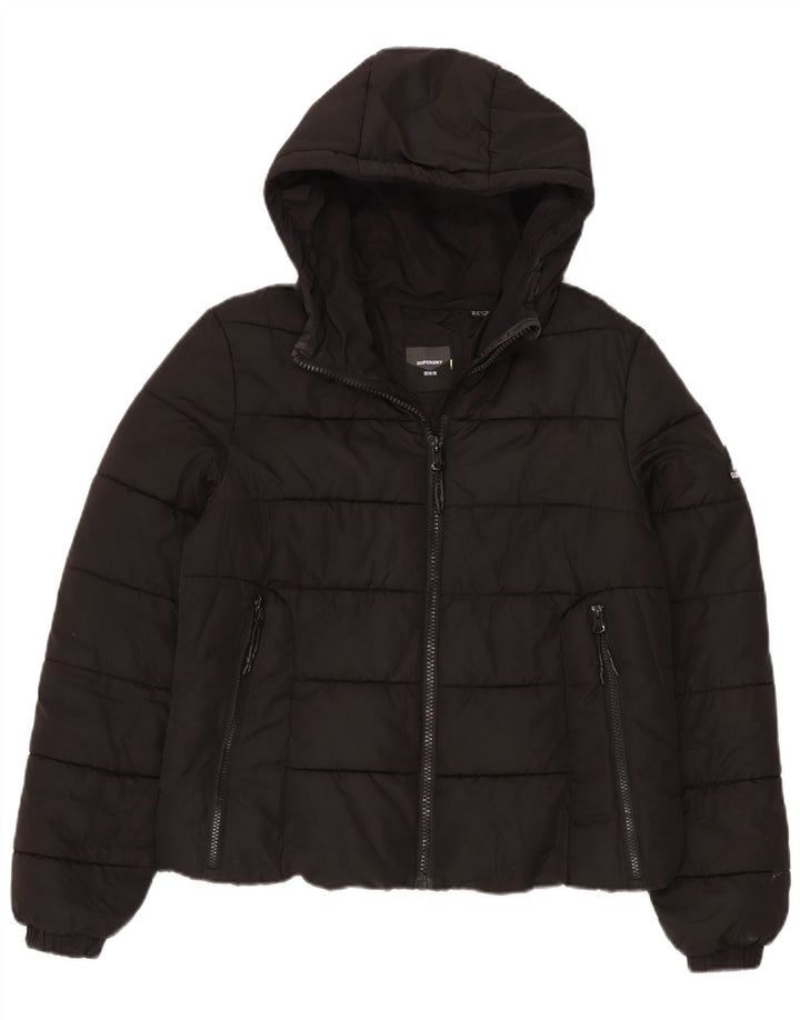 Superdry ženska podstavljena jakna s kapuljačom UK 12 srednji crni poliester