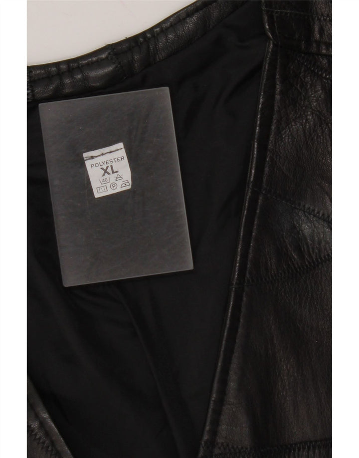 VINTAGE muški kožni prsluk XL crni