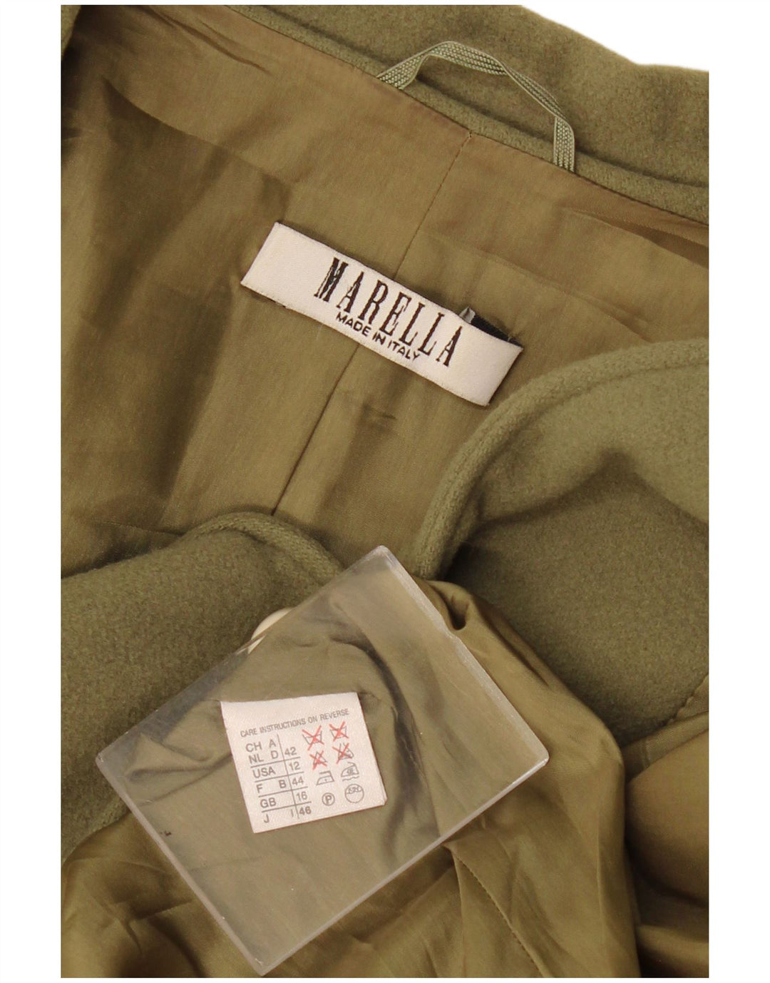 Ženska jakna s jednim gumbom Marella UK 16 Veliki kaki kašmir