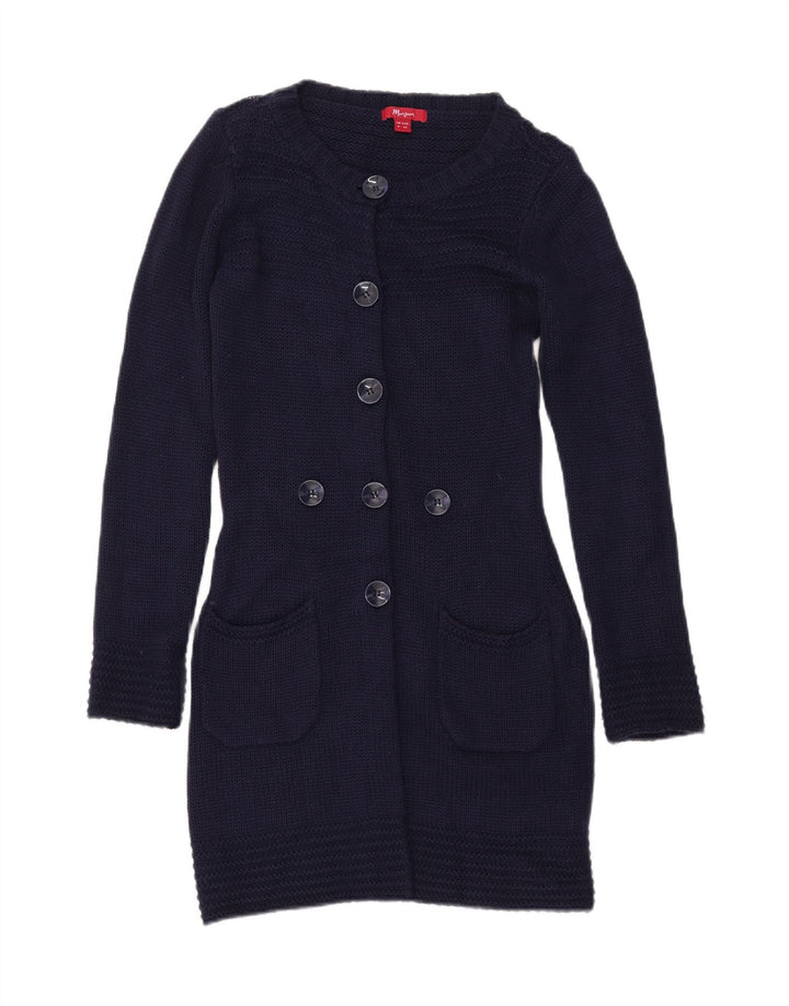 MONSOON ženski dugi kardigan pulover UK 8 Mali tamnoplavi akril