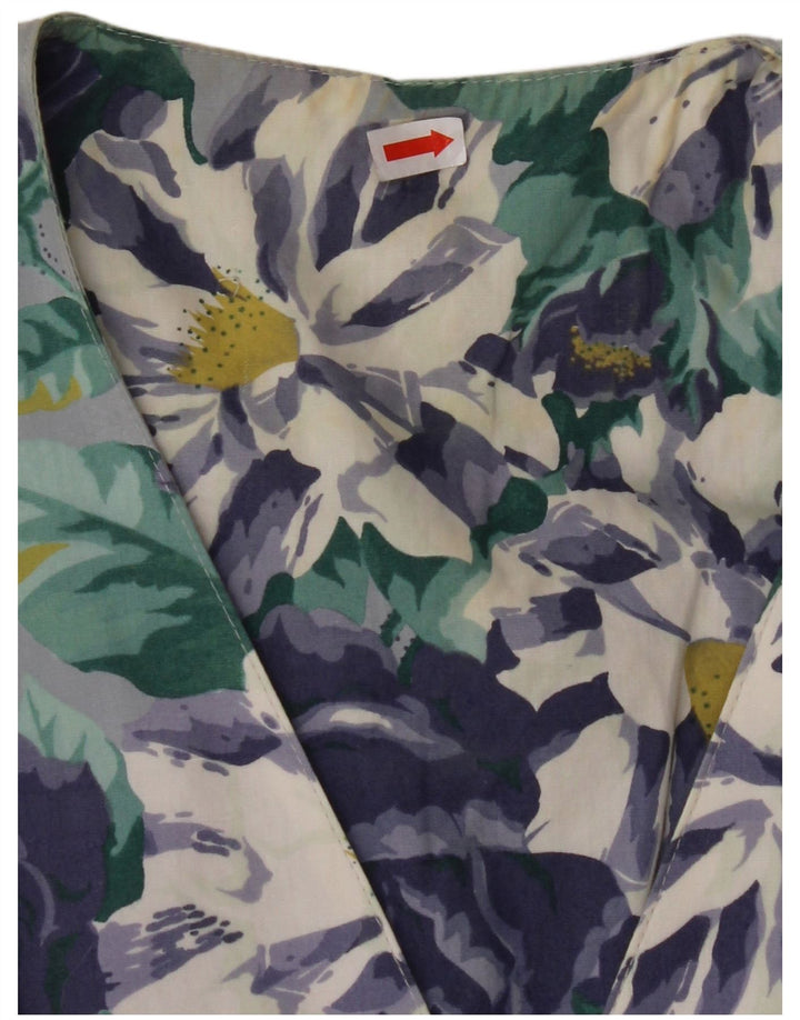 VINTAGE Ženska košulja kratkih rukava UK 14 Velika plava cvjetna