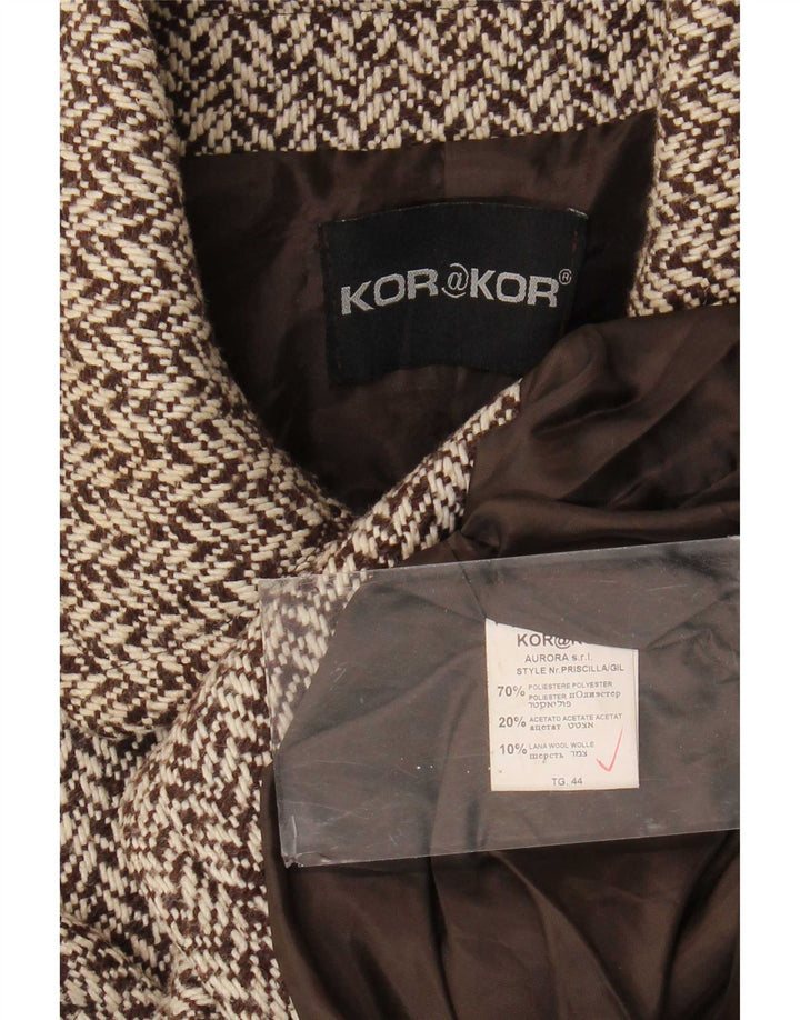 Kor@Kor ženski graškasti kaput IT 44 Srednje smeđi poliester riblja kost