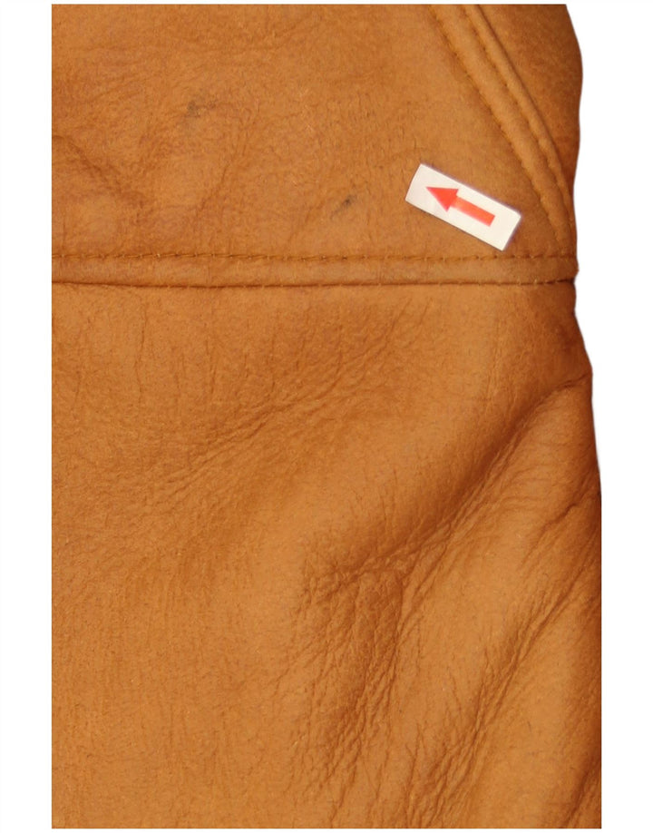 Vintage ženska prekomjerna jakna s kapuljačom od srednje bež kože EU 40