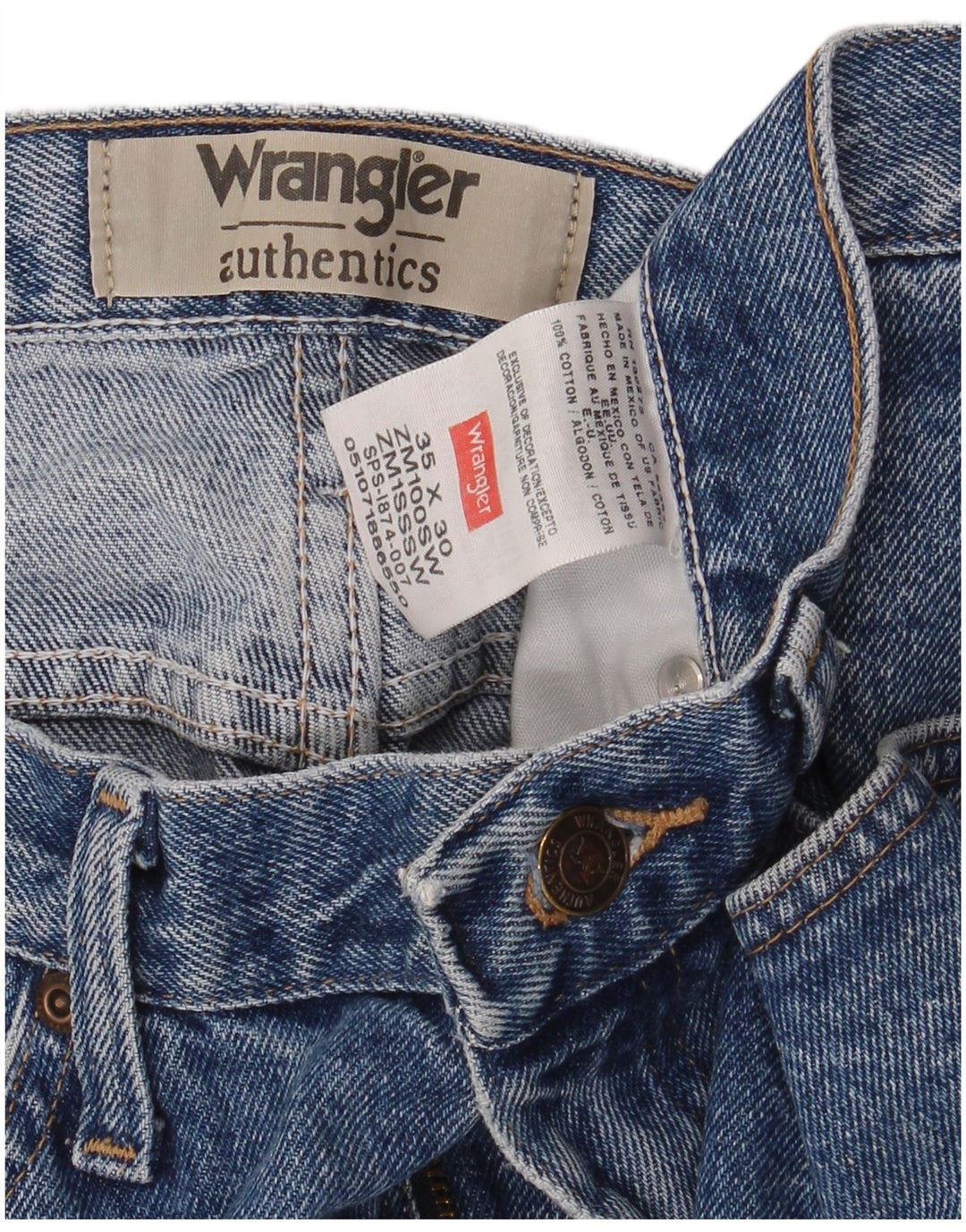 Wrangler muške ravne traperice W35 L30 plavi pamuk