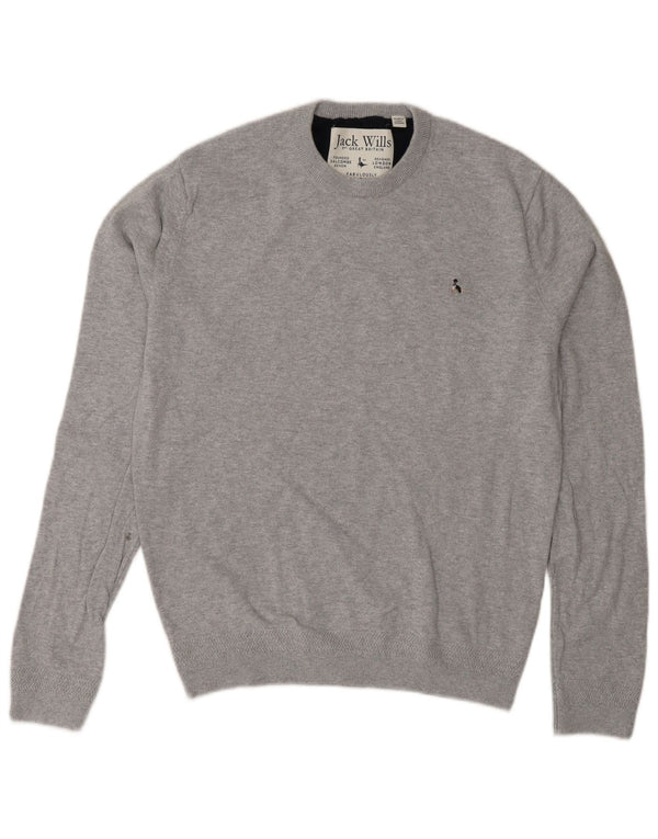 Jack Wills Ženski džemper s okruglim izrezom UK 14 srednje sivi flekasti pamuk