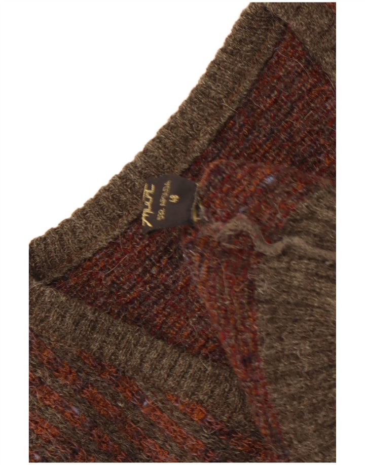 VINTAGE muški džemper s V-izrezom IT 48 Srednje smeđi Argyle/Diamond