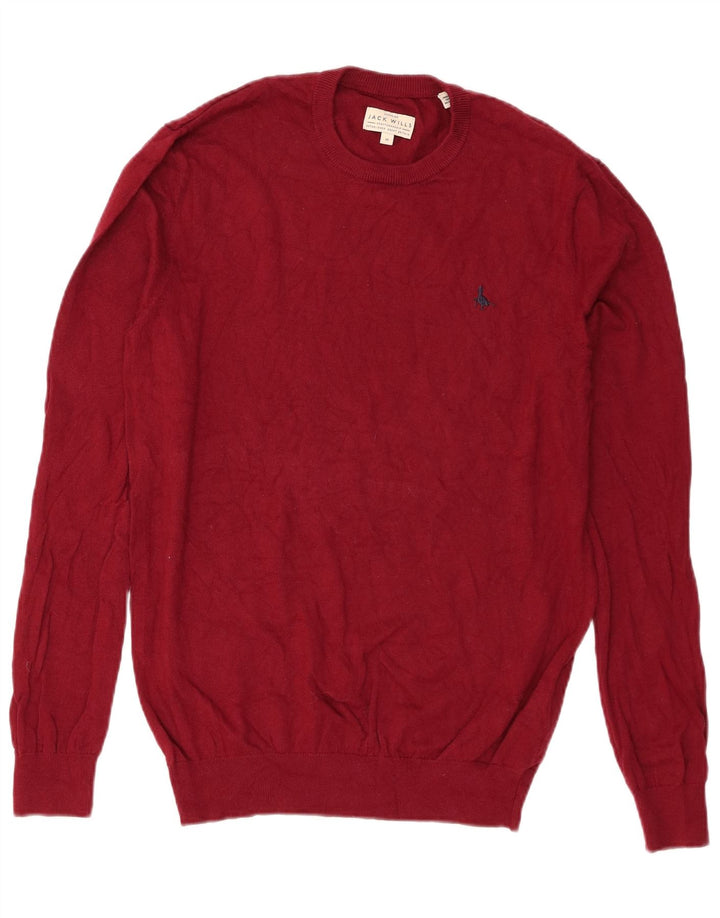 Jack Wills, muški džemper s okruglim izrezom, srednji crveni pamuk