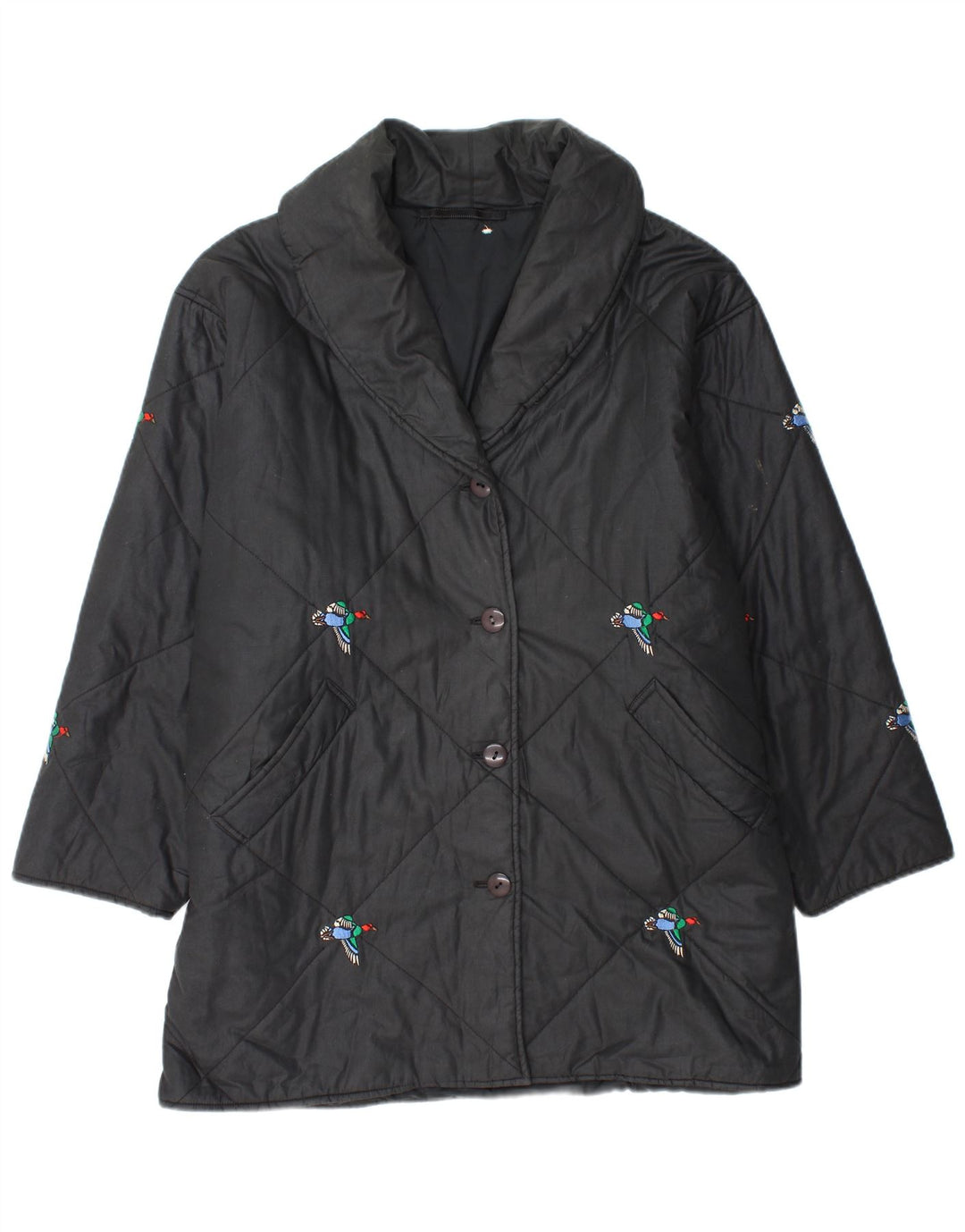 VINTAGE Ženska vjetrovka slobodnog kroja UK 20 2XL crni životinjski print