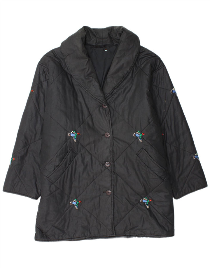 VINTAGE Ženska vjetrovka slobodnog kroja UK 20 2XL crni životinjski print