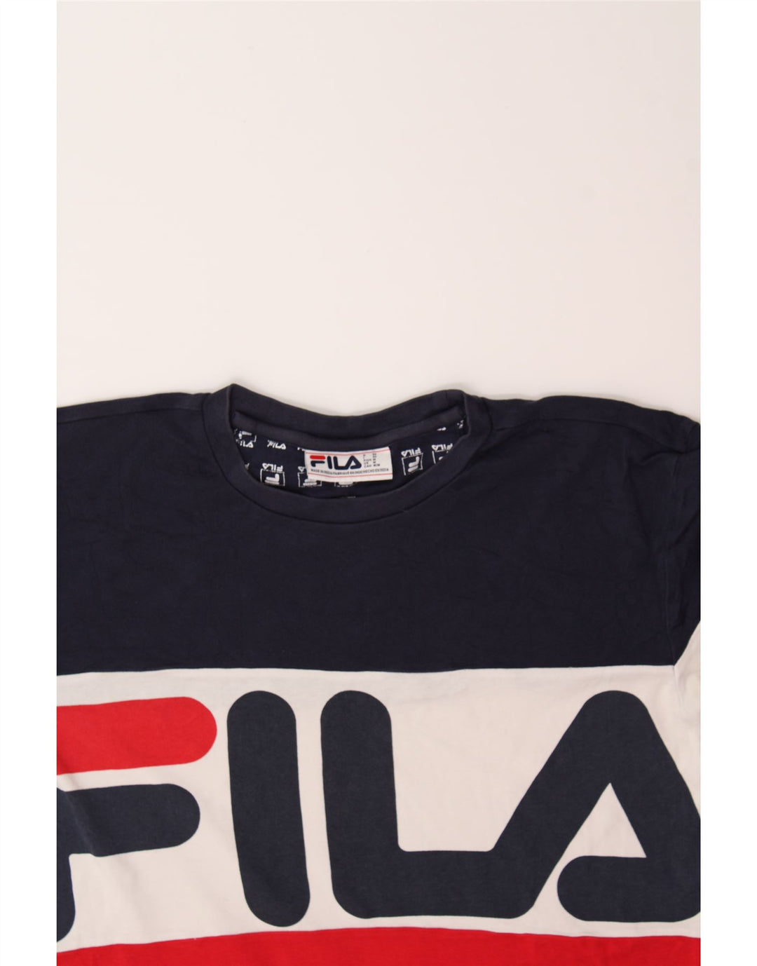 FILA Mens Graphic T-Shirt Top Medium Multicoloured Colourblock Cotton Vintage Fila and Second-Hand Fila from Messina Hembry 