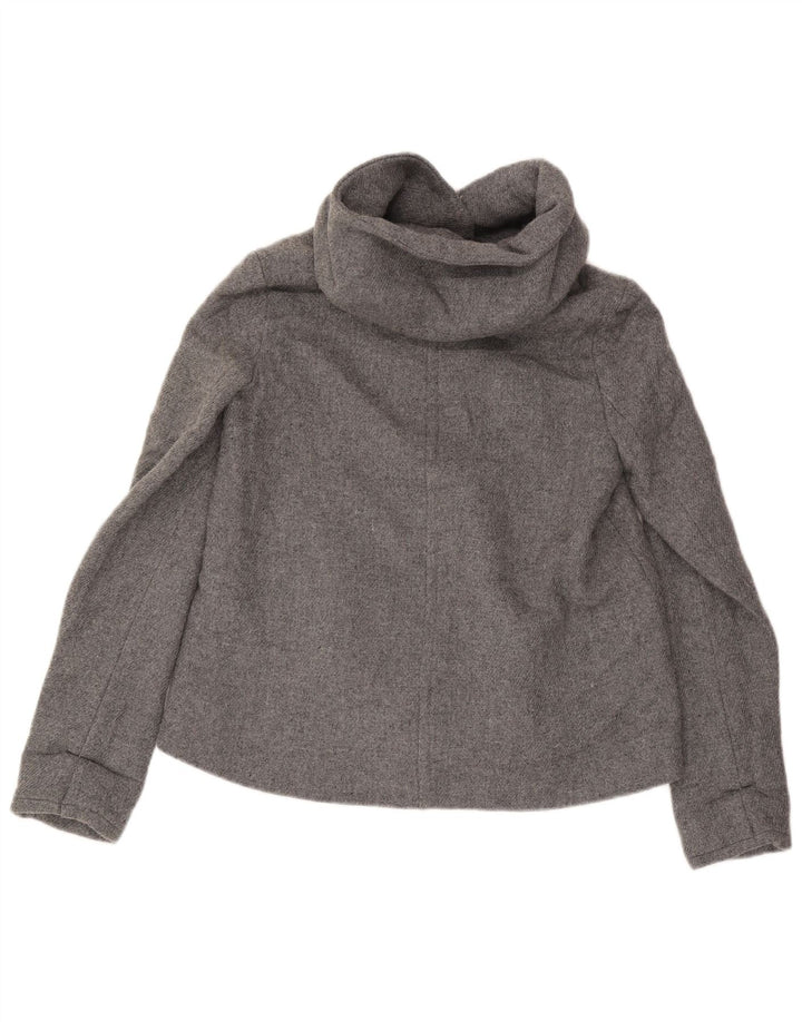 Zara ženska bomber jakna s kapuljačom UK 10 Mala siva vunena