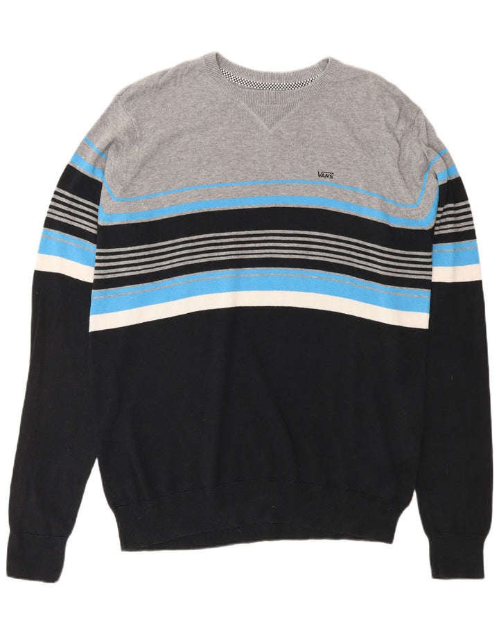 VANS Mens Crew Neck Jumper Sweater Small Multicoloured Striped Cotton