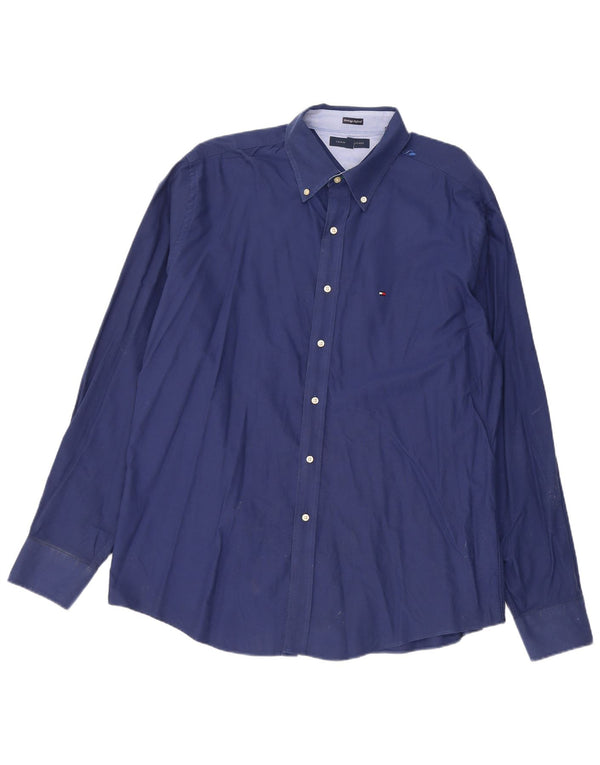 Tommy Hilfiger muška uska košulja veličina 17 1/2 XL tamnoplavi pamuk