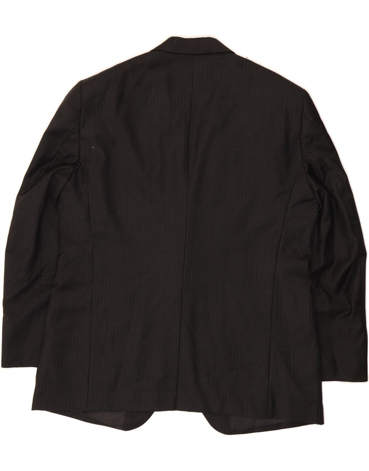 DOCKERS Mens 2 Button Blazer Jacket UK 46 3XL Black Pinstripe Wool Vintage Dockers and Second-Hand Dockers from Messina Hembry 