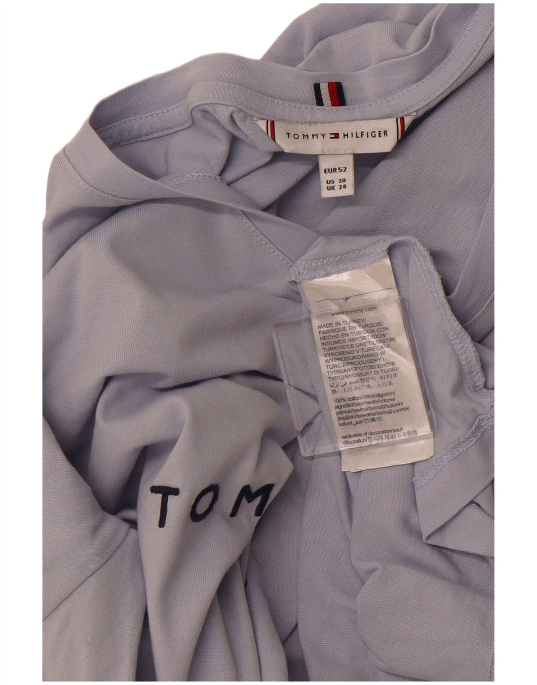 TOMMY HILFIGER Ženska majica kratkih rukava s grafičkim motivima UK 24 4XL Plavi pamuk