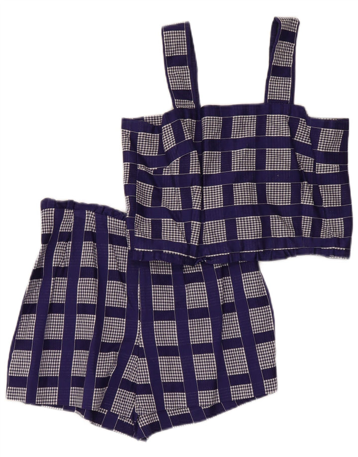 Vintage ženski dvodijelni set UK 2 2XS plavi karirani