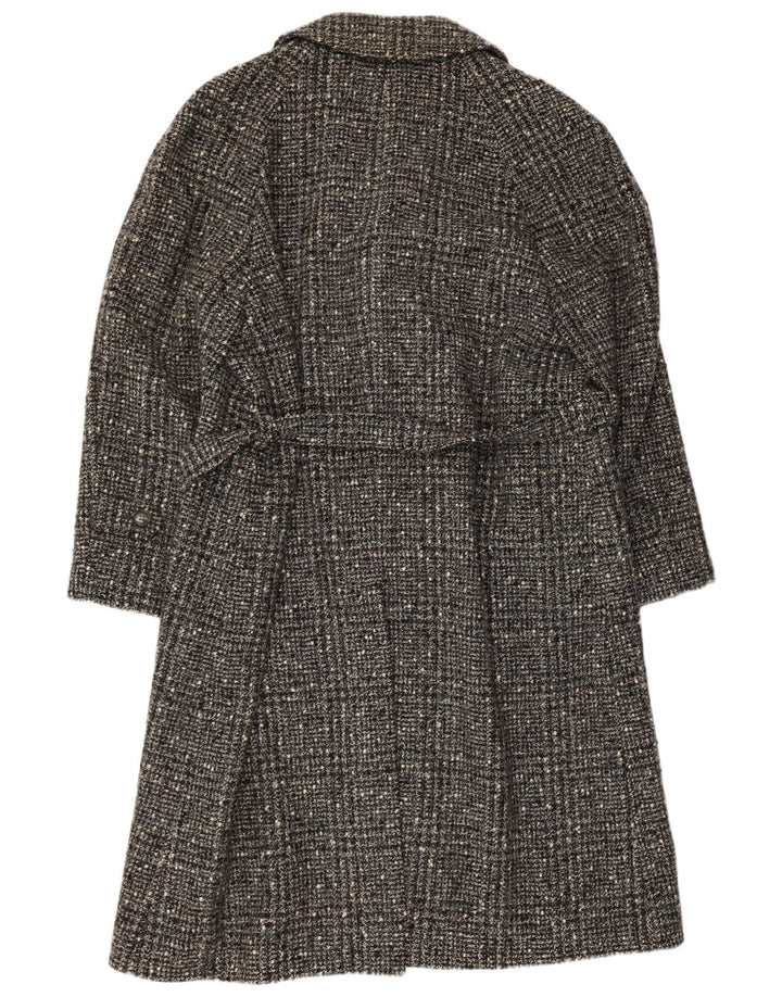 Vintage ženski kaput IT 54 3XL siva karirana djevičanska vuna