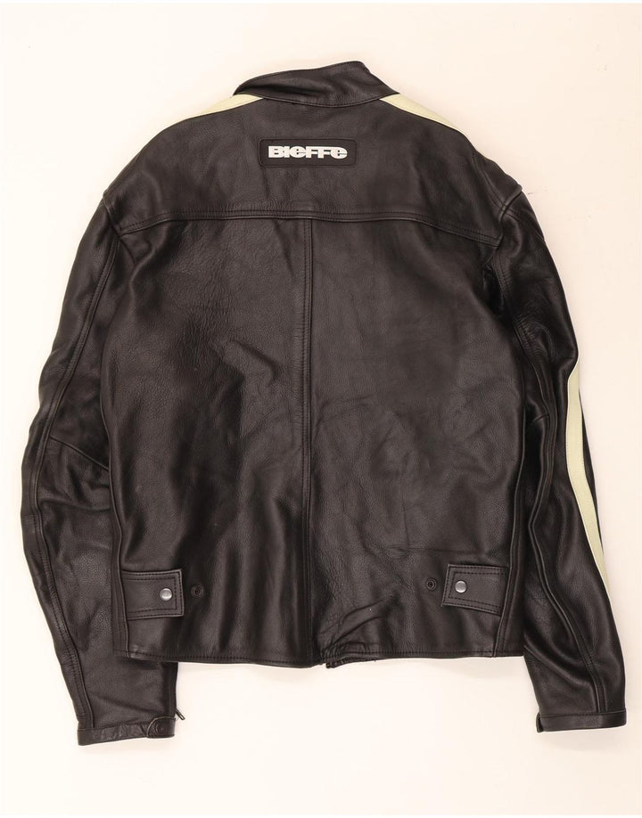 Vintage muška trkaća jakna UK 38 srednje crna koža