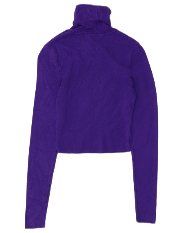 Zara Womens Crop Roll Neck Jumper Sweater UK 10 Small Purple