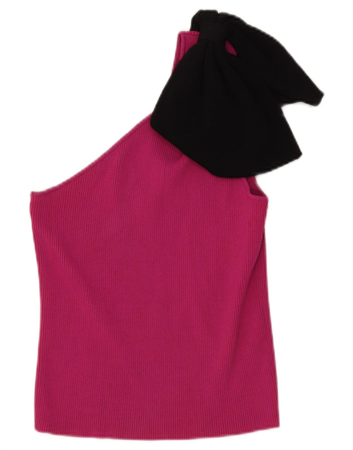 ZARA Womens One Shoulder Top UK 12 Medium Pink Colourblock Nylon