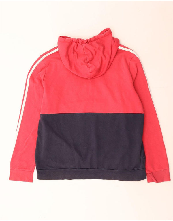 Adidas ženska majica s kapuljačom s kapuljačom UK 20/22 XL, crveni pamuk u blokovima boja