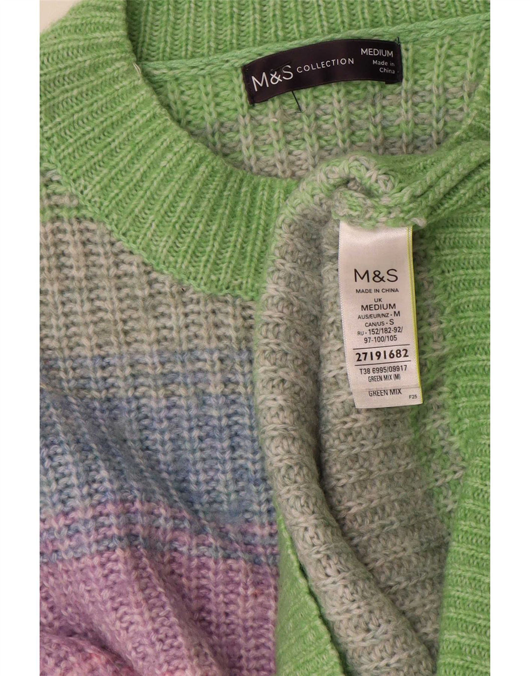 Marks & Spencer ženski džemper s okruglim izrezom UK 14 srednje raznobojni