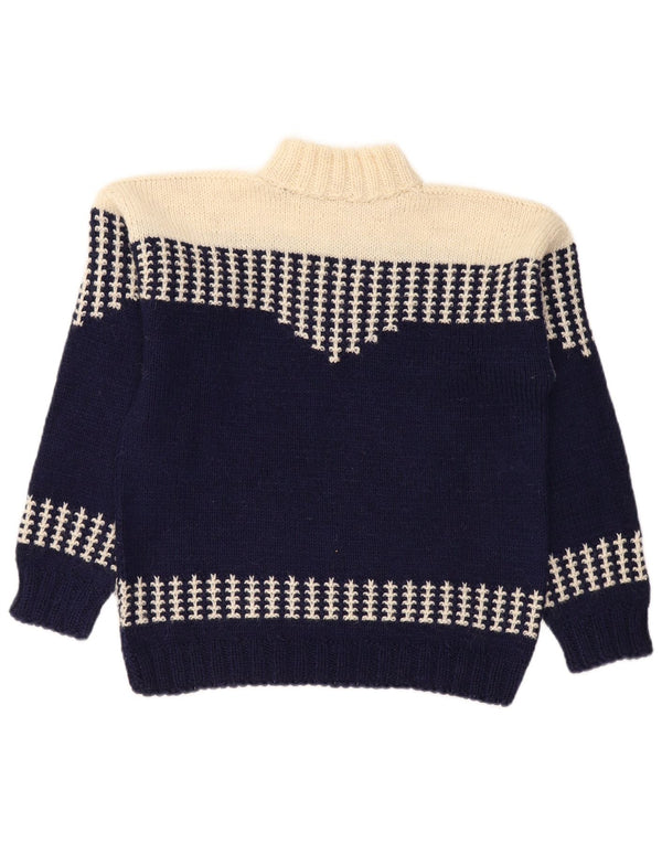 VINTAGE ženski džemper s kornjačičastim ovratnikom UK 14 srednje tamnoplava