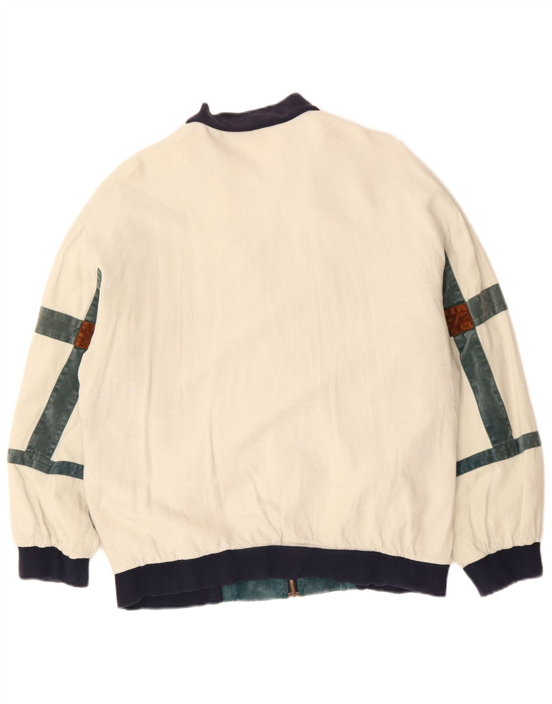 VINTAGE muška bomber jakna širokog kroja UK 36 Small Off White Colourblock