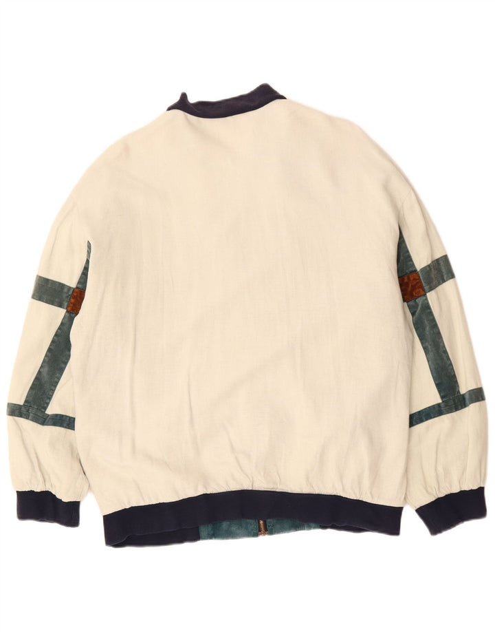 VINTAGE muška bomber jakna širokog kroja UK 36 Small Off White Colourblock
