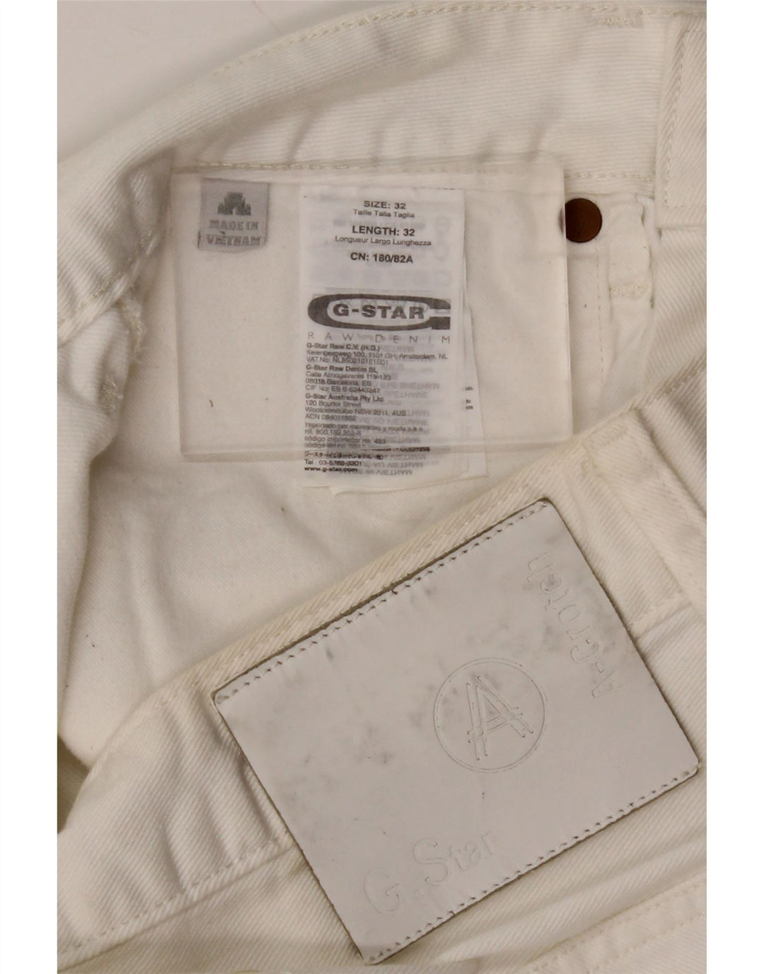 G-STAR muške ravne traperice W32 L32 bijeli pamuk